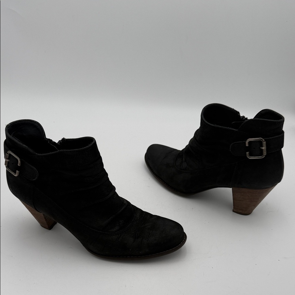 Paul Green Black Ankle Boots women 8.5 casual leather upper festival rodeo Y2K